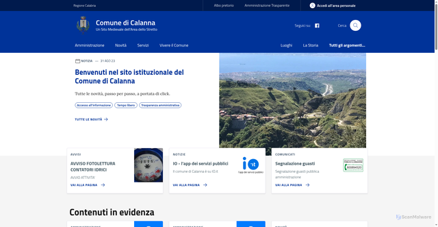 Security scan screenshot of https://www.comune.calanna.rc.it/