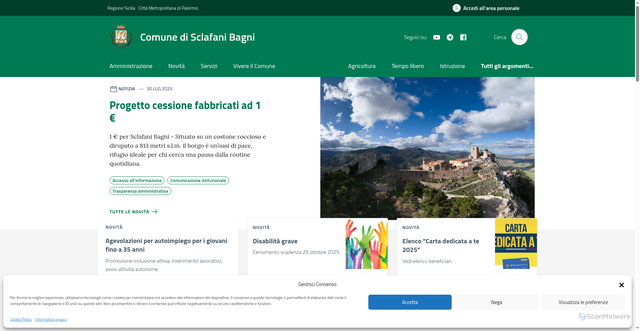 Security scan screenshot of https://comune.sclafanibagni.pa.it/
