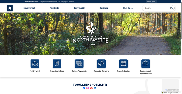 Security scan screenshot of https://northfayettepa.gov/