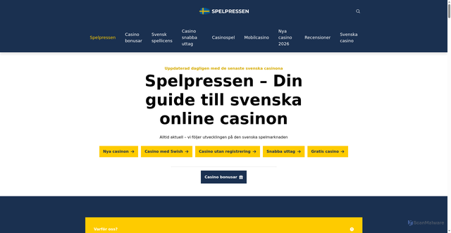Security scan screenshot of https://spelpressen.se