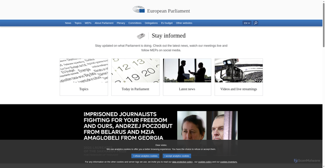 Security scan screenshot of https://www.europarl.europa.eu/