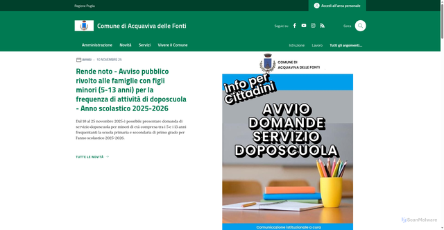 Security scan screenshot of https://www.comune.acquaviva.ba.it/