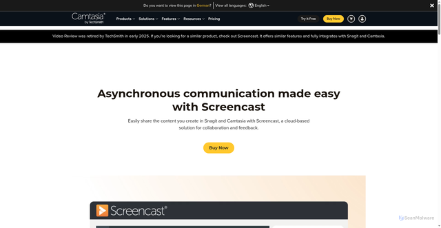 Security scan screenshot of https://videoreview.techsmith.com
