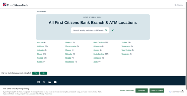 Security scan screenshot of https://locations.firstcitizens.com/