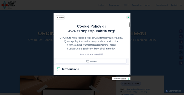 Security scan screenshot of https://www.tsrmpstrpumbria.org/