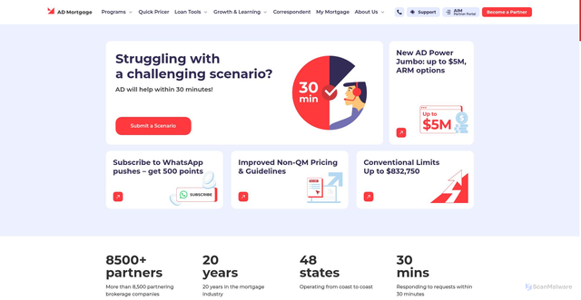 Security scan screenshot of https://admortgage.com/