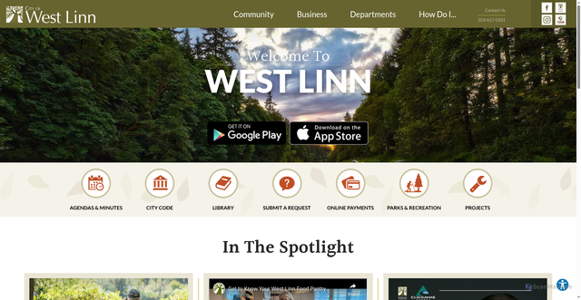 Security scan screenshot of https://westlinnoregon.gov/