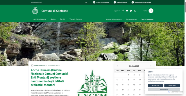 Security scan screenshot of https://www.comune.sanfront.cn.it/