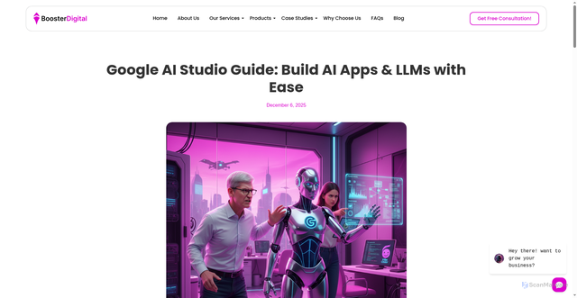 Security scan screenshot of https://booster-digital.com/blog/google-ai-studio-guide-build-ai-apps-llms-with-ease/