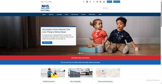 Security scan screenshot of https://www.nhsforthvalley.com/__sentry?ctype=balanced&uri=/