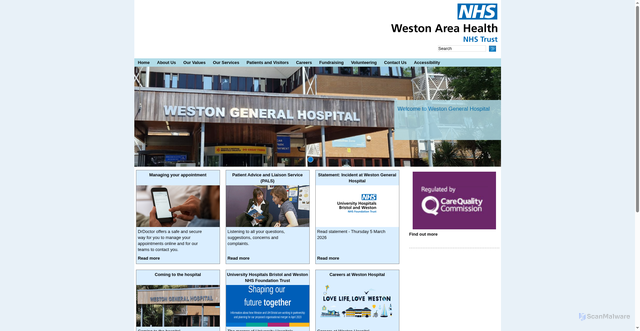 Security scan screenshot of http://www.waht.nhs.uk/