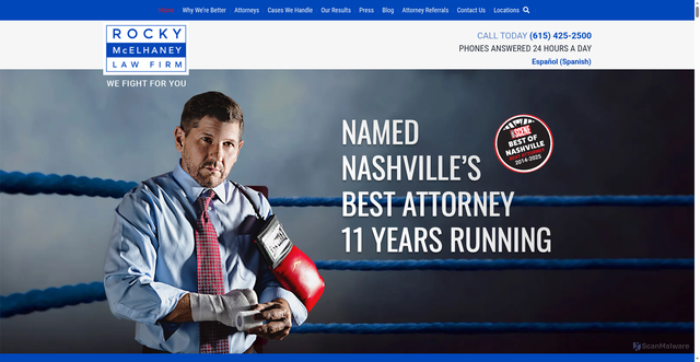 Security scan screenshot of https://www.rockylawfirm.com/