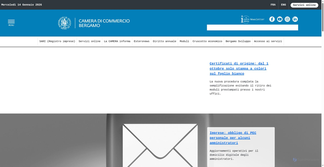 Security scan screenshot of https://www.bg.camcom.it/