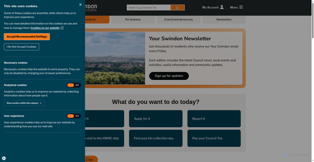 Security scan screenshot of https://www.swindon.gov.uk/