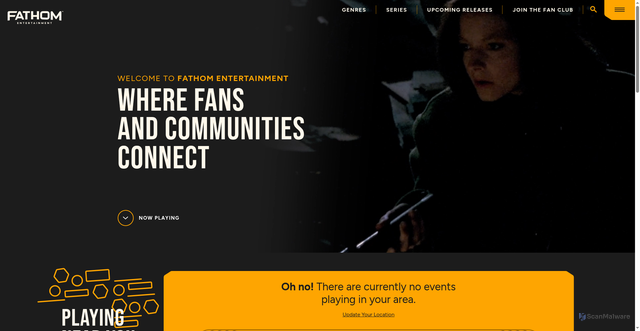 Security scan screenshot of https://www.fathomentertainment.com