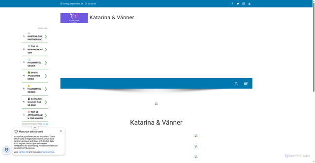 Security scan screenshot of https://katarinaochvanner.se