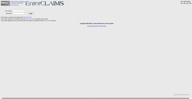 Security scan screenshot of https://www.enterclaims.com