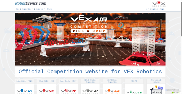 Security scan screenshot of https://robotevents.com