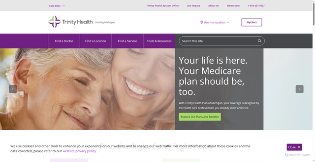 Security scan screenshot of https://www.trinityhealthmichigan.org