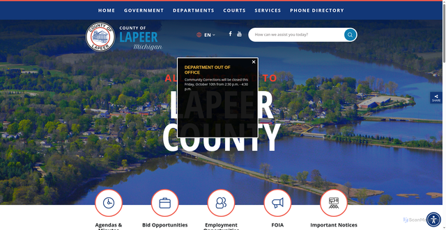 Security scan screenshot of https://lapeercountymi.gov/