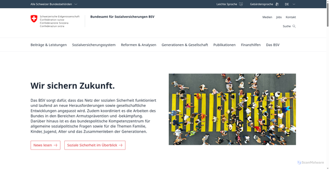 Security scan screenshot of https://www.bsv.admin.ch/de