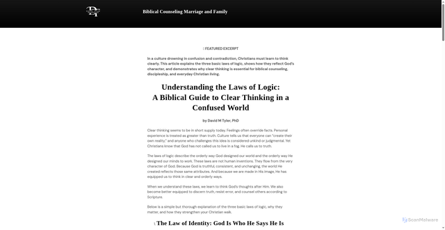 Security scan screenshot of https://davidtylerresources.com/laws-of-logic-biblical-guide-clear-thinking/