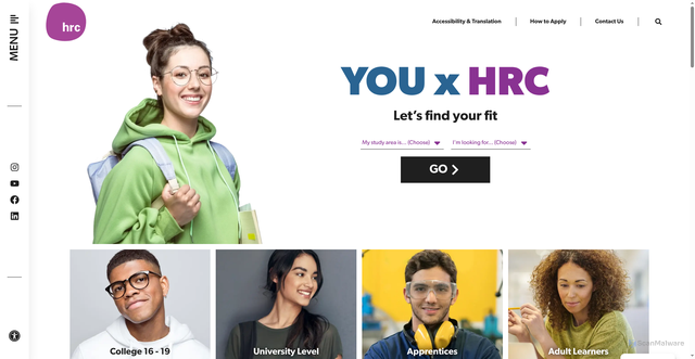 Security scan screenshot of https://hrc.ac.uk/