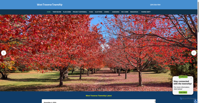 Security scan screenshot of https://westtraversetownship.gov/