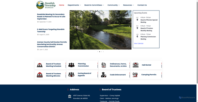 Security scan screenshot of https://standishtownship.gov/