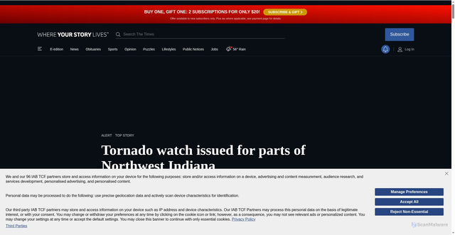 Security scan screenshot of https://nwitimes.com/news/local/article_5a0dd6a3-5738-4feb-8117-b4e041eaf25b.html