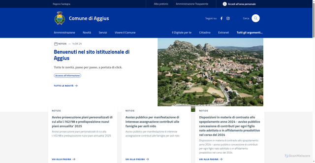 Security scan screenshot of https://www.comuneaggius.it/