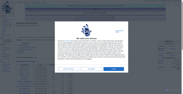 Security scan screenshot of https://www.ssbwiki.com/Smasher:Manacloud