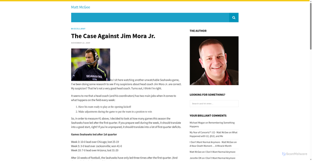 Security scan screenshot of https://www.mattmcgee.com/the-case-against-jim-mora-jr/