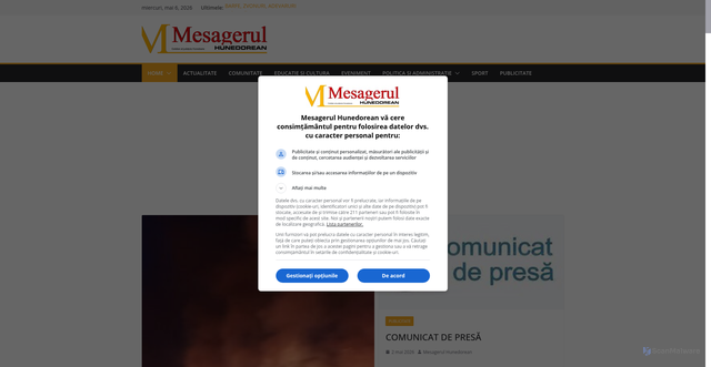 Security scan screenshot of https://mesagerulhunedorean.ro