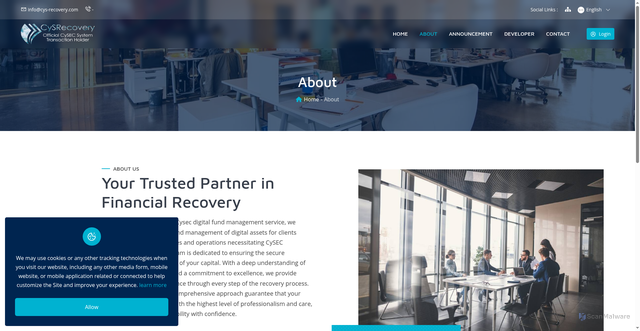 Security scan screenshot of http://cys-recovery.org/about-us