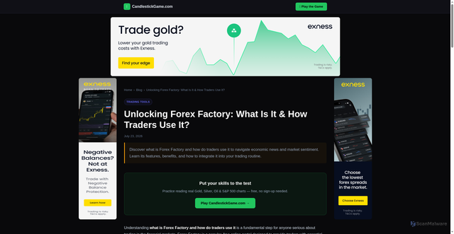 Security scan screenshot of https://candlestickgame.com/blog/unlocking-forex-factory-what-is-it-how-traders-use-it-mrxeq72f