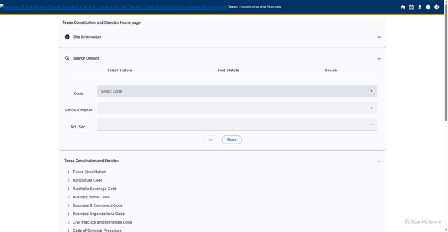 Security scan screenshot of https://statutes.capitol.texas.gov/docs/el/pdf/el.232.pdf