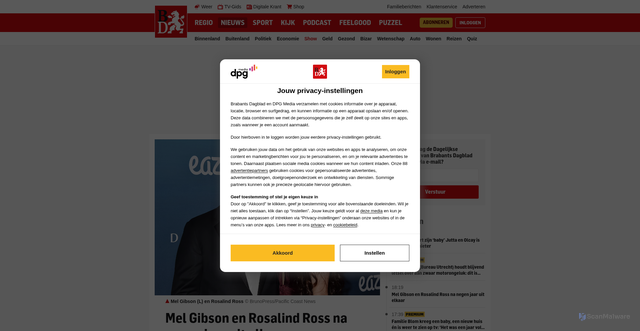 Security scan screenshot of https://www.bd.nl/show/mel-gibson-en-rosalind-ross-na-negen-jaar-uit-elkaar~aa471c26/