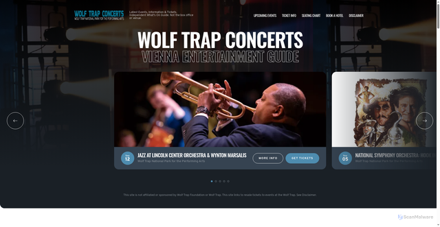 Security scan screenshot of https://www.wolftrapvirginia.com/