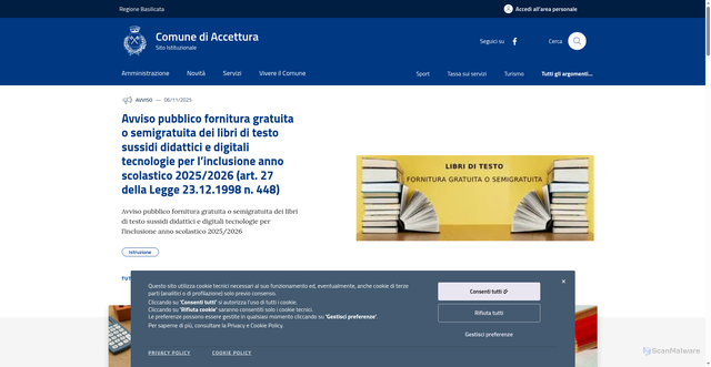 Security scan screenshot of https://www.comune.accettura.mt.it/