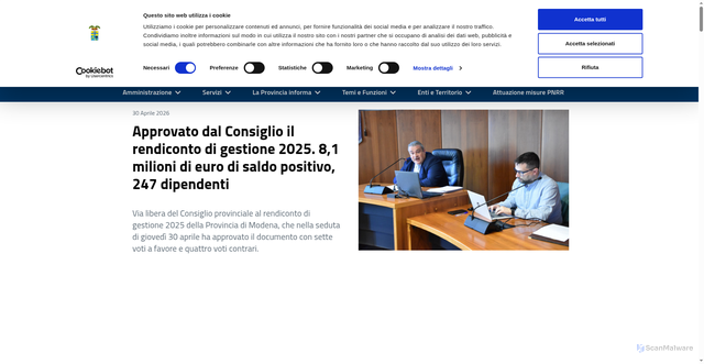 Security scan screenshot of https://www.provincia.modena.it