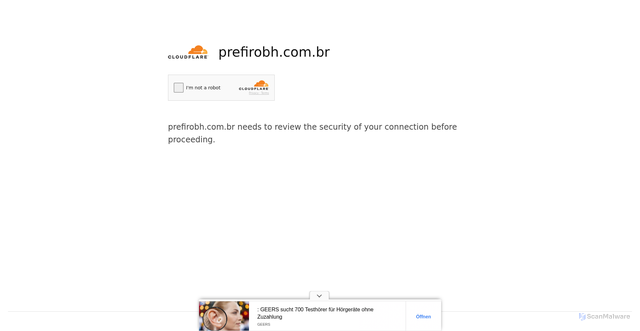 Security scan screenshot of https://prefirobh.com.br/