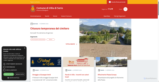Security scan screenshot of https://www.comune.villadiserio.bg.it/