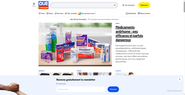 Security scan screenshot of https://www.quechoisir.org