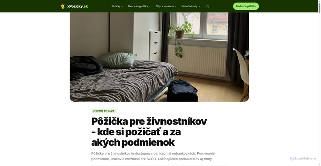 Security scan screenshot of https://xpozicky-sk.pages.dev/pozicka-pre-zivnostnikov/