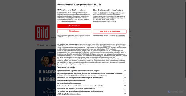 Security scan screenshot of https://sport.bild.de/tennis/co6099/almaty-open/ma11638447/brandon-nakashima_hamad-medjedovic/spiel-infos/