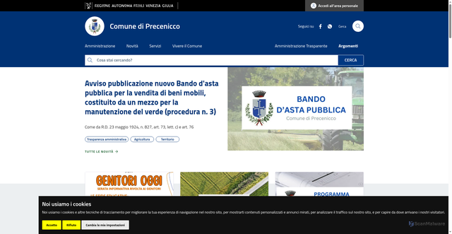 Security scan screenshot of https://www.comune.precenicco.ud.it/