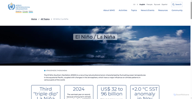 Security scan screenshot of https://wmo.int/topics/el-nino-la-nina