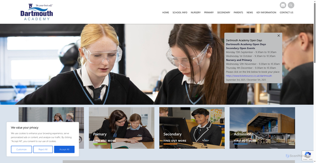 Security scan screenshot of https://www.dartmouthacademy.org.uk/