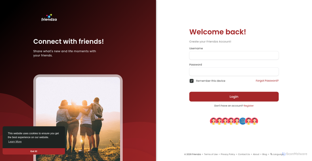 Security scan screenshot of https://friendza.enroles.com